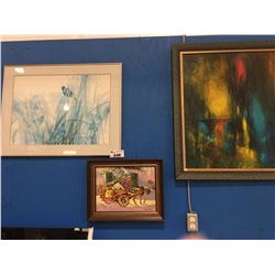 3 FRAMED PRINTS  - VARIOUS SIZES - 1 BY BRENT HEIGHTON - "COMING OF SPRING" WATER COLOUR