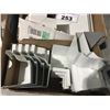Image 2 : SHELF LOT OF MISC EAVESTROUGH ITEMS INCL: SPLASH BLOCK/WHITE & BROWN CORNER PIECES/FLUORESSCENT
