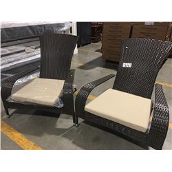 PAIR OF MUSKOKA STYLE PATIO CHAIRS WITH CUSHIONS