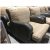 Image 3 : COMFY EASY CHAIR - LEATHER AND FABRIC-NEUTRAL TONE WITH GOLD FLECKS WITH OTTOMAN - E