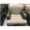 Image 2 : COMFY EASY CHAIR - LEATHER AND FABRIC-NEUTRAL TONE WITH GOLD FLECKS WITH OTTOMAN - H