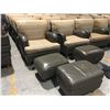 Image 1 : COMFY EASY CHAIR - LEATHER AND FABRIC-NEUTRAL TONE WITH GOLD FLECKS WITH OTTOMAN - O