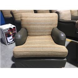 COMFY EASY CHAIR - LEATHER AND FABRIC-NEUTRAL TONE WITH GOLD FLECKS - F