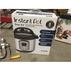 INSTANT POT DUO SV 8-IN-1 MUTI-USE PROGRAMMABLE PRESSURE COOKER - 6QT