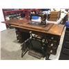 Image 1 : ANTIQUE SINGER TREAD SEWING MACHINE (SOME DELAMINATION NOTED)