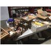 Image 1 : SHELF LOT OF MISC SEWING ACCESSORIES INCL: THREAD/ZIPPERS/BUTTONS/STENCILS/NEEDLE POINT