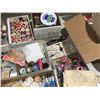 Image 6 : SHELF LOT OF MISC SEWING ACCESSORIES INCL: THREAD/ZIPPERS/BUTTONS/STENCILS/NEEDLE POINT
