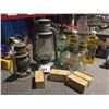 Image 1 : ANTIQUE OIL LAMPS WITH 2 BOTTLES OF CITROLITE LAMP OIL & 4 BOXES OF OIL LAMP INSERTS