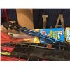 Image 8 : SHELF LOT INCL: NORDIXX WALKING POLES/2 KITES/ROLL OF CORK/WOOD CANDLE HOLDERS/PICTURE/CAMP