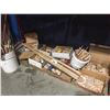 Image 1 : SHELF LOT OF WOODEN DOWLING - MISC SIZES & SHAPES - MINIATURE FURNITURE, MACHETE ETC