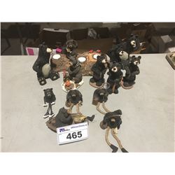 GROUP OF ASSTD BEAR FIGURINES & BEAR BOOK-ENDS & CANDLE HOLDERS