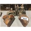 Image 1 : 2 SETS OF BOOK-ENDS - FISHERMAN & BURL