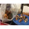 Image 2 : SHELF LOT OF MINIATURE ANIMALS/WOODEN NATIVITY SCENE/WOODEN RECIPE BOX ETC