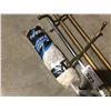 Image 2 : GROUP LOT -  ANTIQUE BRASS COAT HOOK SET/SHOWER/CLOSET TENSION ROD/YACHT MOP/BOX OF WOOD PIECES