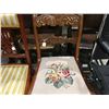 Image 2 : VICTORIAN STYLE WOODEN CHAIRS WITH UPHOLSTERED SEATS - 1 ON WHEELS WITH NEEDLE POINT SEAT, 1