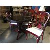 Image 2 : CHERRY FINISH OVAL 2-PEDESTAL DINING TABLE (APPROX 39" X 7') WITH 4 MATCHING UPHOLSTERED SEAT