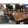 Image 1 : AUTHENTIC LEATHER ENGLISH PUB CHAIRS (SET OF 4) & OAK PARQUET TOP WOODEN SIDE TABLE