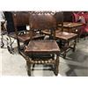 Image 2 : AUTHENTIC LEATHER ENGLISH PUB CHAIRS (SET OF 4) & OAK PARQUET TOP WOODEN SIDE TABLE