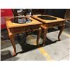 Image 1 : SET OF 2 OAK WITH SMOKED GLASS END TABLES (APPROX 27" X 21"