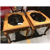 Image 2 : SET OF 2 OAK WITH SMOKED GLASS END TABLES (APPROX 27" X 21"