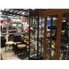 Image 2 : ROYAL DOULTON LIGHTED HEXAGON DISPLAY CABINET (1 MIRRORED BOTTOM SHELF & 3 GLASS SHELVES) 80" TALL