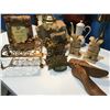 Image 1 : GROUP LOT ANTIQUE WOODEN SHOE FORM/ONYX BOOK ENDS, SUSSE LANGENTHAL TEA POT/ANTIQUE BRASS NAPKIN