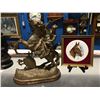 Image 1 : SPELTER MANTLE FIGURINE & SMALL HORSE PICTURE