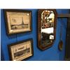 Image 1 : 2 ANTIQUE LOOKING FRAMED PARIS POSTCARD PICTURES, ANTIQUE WOODEN WALL MIRROR (APPROX 25" X  17") &