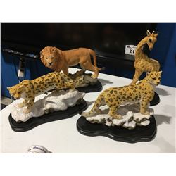 HUNTER ARTS LEOPARDS X 2, LION & TINGEARTS GIRAFFE ORNAMENTS