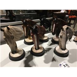 GROUP OF 6 HORSE HEAD FIGURINES