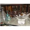 Image 1 : SHELF LOT OF ASSTD GLASS WARE, BRASS BELLS AND OTHER FIGURINES