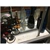 Image 1 : SHELF LOT OF ASSTD COLLECTOR BOTTLES, CANDLE HOLDERS ETC.
