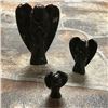Image 5 : Hand-carved Set, Rare Nuummite Stone Angels, Reiki Figurines