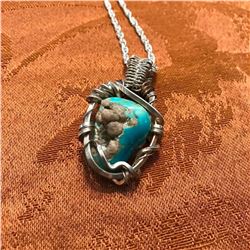 Italian Artisan Blue Turquoise & Sterling Silver Necklace