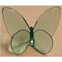 French Baccarat Fine Crystal Papillon Lucky Turquoise Butterfly Figure Sculpture Paperweight