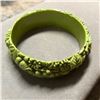 Image 1 : Vintage 1930's Green Floral Design Celluloid Bangle Bracelet
