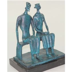 After Henry Moore, King & Queen Bronze Sculpture