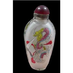 Reverse Painted Glass Dragon Pocket Snuff Bottle