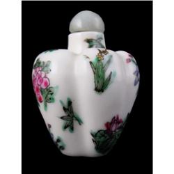 Chinese Hand-Painted Porcelain Floral Melon Snuff Bottle