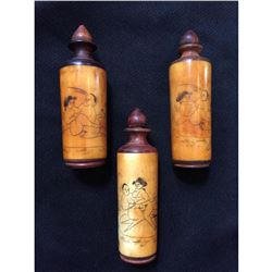 Vintage Chinese Erotica Snuff Medicine Bottle Set