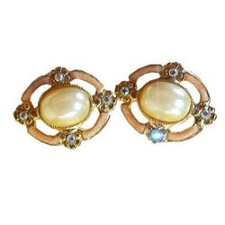 Dainty Faux Pearl, Enamel & Crystal Earrings