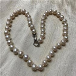 9-10mm White Cultured Pearls 18" Necklace