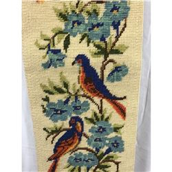 Vintage Birds Tapestry, Needlework Bell Pull, Wall Hanging