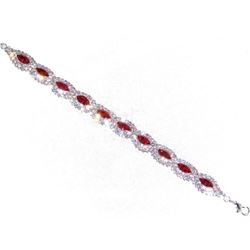 Red Ruby Marquise Rhinestones & Crystals Bracelet