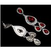 Image 1 : Ruby Crystal & Rhinestone Chandelier Drop Dangle Costume Earrings