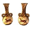 Image 1 : Pair of Vintage Belgian Gilt Handled Pottery Vases
