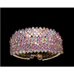 Iridescent Rhinestone & Golden Crystal Bracelet