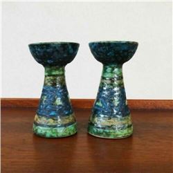 Pair of Italian Mid Century Modern Ceramic Candlesticks