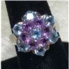 Image 1 : Amethyst & Blue Topaz Flower Form Sterling Ring