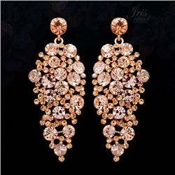 Peach Czech Crystal Rose Gold Drop Costume Earrings